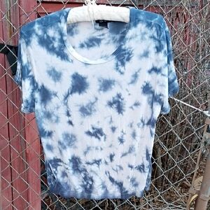 Miss Chievous Blue and White Tie-Dye Short Sleeve Top